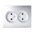Двойная розетка Lezard KARINA без заземления, ПБТ, матовое серебро 707-4300-128B 