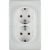 Двойная розетка Aling-conel PRESTIGE 16A 250В с поликарбонатовой вставкой, белая 604.00 113024 