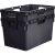 Ящик ООО Комус п/э, 600x400x340 мм, сплошной, стенки с отверст. для пакетов, цв. черный 1712040 – изображение 2