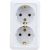 Розетка Intro Quadro двойная с заземлением 2x2P+E Schuko, 16А-250В, IP20, открытая установка, без пластины, белый, Б0053910 