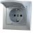 Розетка с заземлением и крышкой Lezard MIRA, керамика, со вставкой, металлик серый 701-1010-123 