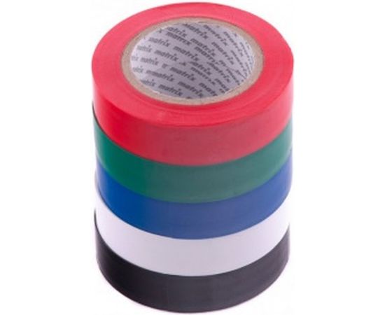 Набор изолент MATRIX, ПВХ, цветные, 15ммх10м, 5шт, 150мкм 88786 
