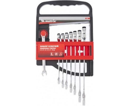 Набор комбинированных трещоточных ключей MATRIX 8 шт 14513 
