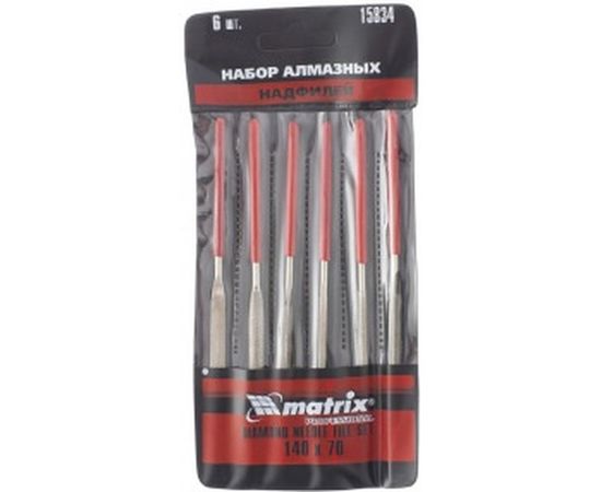 Набор алмазных надфилей 140х70х3, 6 шт MATRIX MASTER 15834 