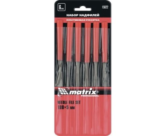 Набор надфилей 180х5мм, 6шт, пластиковые рукоятки MATRIX 15822 