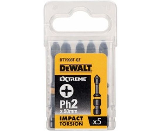 Биты ударные IMPACT Torsion Ph2, 50мм, 5шт. Dewalt DT7998T 
