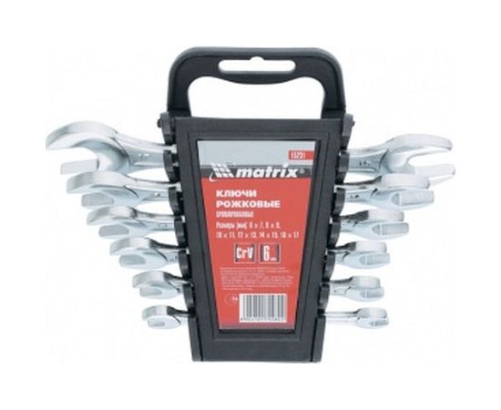 Набор рожковых ключей 6х17 мм, 6 шт., CrV, хромированные MATRIX 15231 