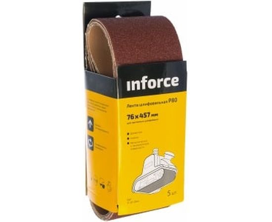 Лента шлифовальная (5 шт; 76х457 мм; P80) Inforce 11-01-044 