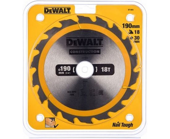 Пильный диск CONSTRUCT (190х30 мм; 18 ATB) Dewalt DT1943 