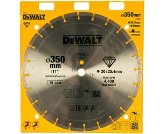Круг алмазный сегментированный универсальный (350х25.4/20 мм) DEWALT DT40213 