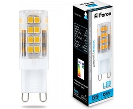Светодиодная лампа FERON 5W 230V G9 6400K, LB-432 25771 