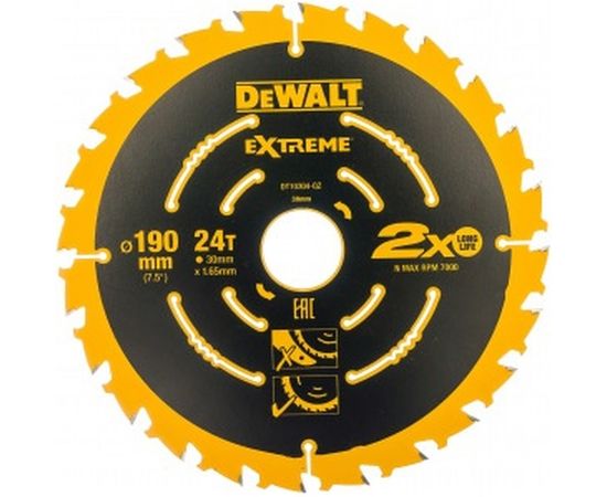 Диск пильный Extreme по дереву (190х30х1,65 мм; Z24) DeWALT DT 10304 