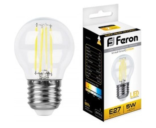 Светодиодная лампа FERON 5W 230V E27 2700K, LB-61 25581 