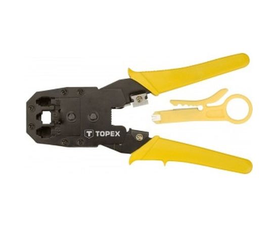 Клещи с прорезиненными рукоятками для обжима телефонных и компьютерных наконечников, 4P, 6P, 8P TOPEX 32D409 