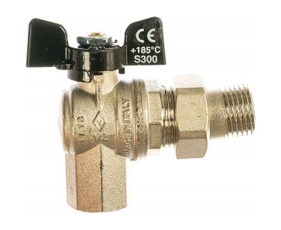 Угловой кран Американка Н/В Ду-15 /1/2" Бабочка черная Bugatti OREGON 5940001 