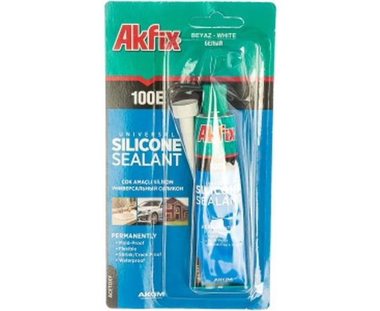 Универсальный силиконовый герметик Akfix 100E белый, 50 мл SA112 