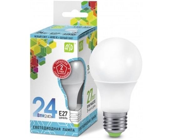Светодиодная лампа ASD LED-A60-standard 24Вт 230В Е27 4000К 2160Лм 4690612014272 