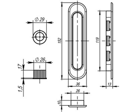 Ручка для раздвижных дверей ARMADILLO SH010-WAB-11 матовая бронза 27621 