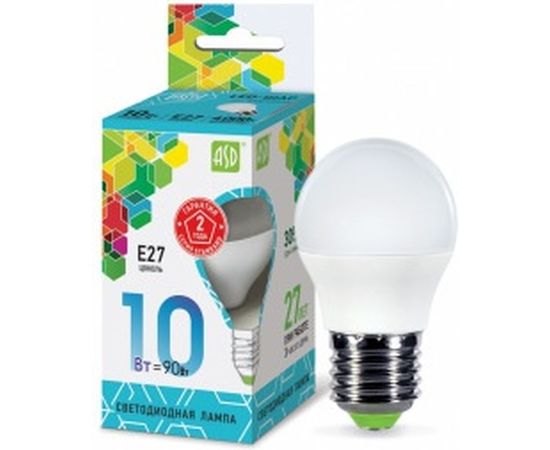 ASD Лампа сд LED-ШАР-std 10Вт 230В Е27 4000К 900Лм 4690612015484 