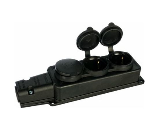 Каучуковая колодка 3 гнезда с з/к и крышкой 220В 16А, IP54, чёрная BEMIS BK1-1402-2613/3613 8698523906132 