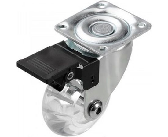 Поворотное колесо на площадке с тормозом Brante 35мм полупрозрачный полиуритан 104316 