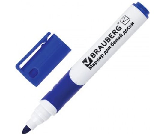 Маркер для доски SOFT, резиновая вставка, 5 мм, синий, BRAUBERG 151249 