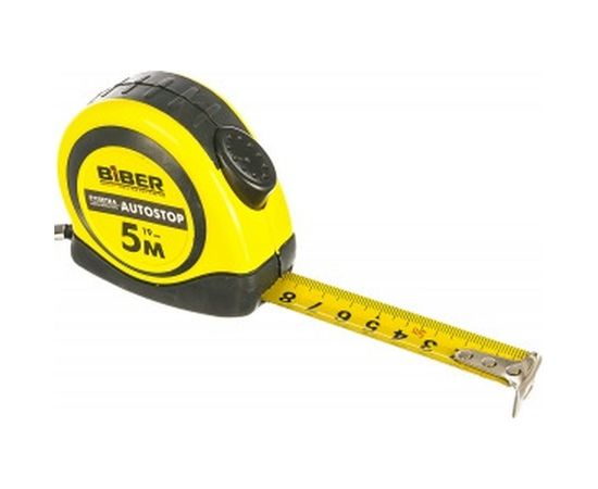 Рулетка (обрезиненный корпус, 5 м х 19 мм) Biber AUTOSTOP 40072 тов-173002 