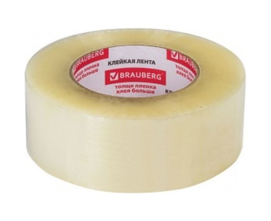 Клейкая лента BRAUBERG 48 мм х 200 м, упаковочная, прозрачная, 45 мкм, 440089 