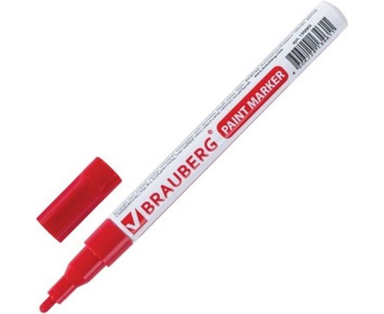 Лаковый маркер-краска 1-2 мм, красный, нитро-основа, алюминиевый корпус BRAUBERG 150865 