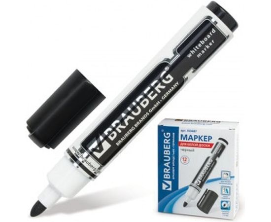Маркер для доски Neo, с клипом, 5 мм, черный, BRAUBERG 150487 