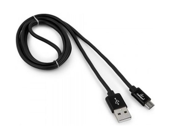 Кабель Cablexpert USB 2.0 AM/microB, серия Silver, длина 1 м, черный, блистер CC-S-mUSB01Bk-1M 