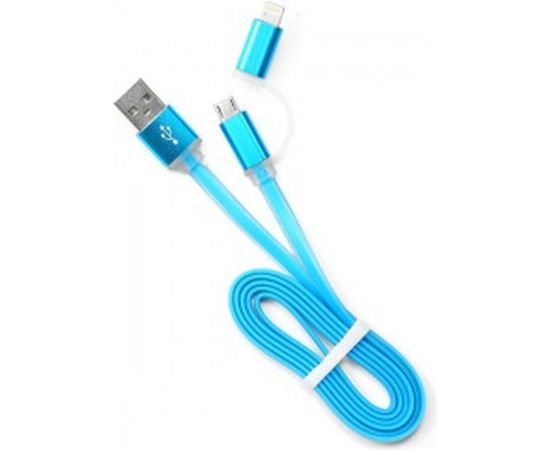 Кабель Cablexpert USB 2.0 AM/microBM 5P - iPhone lightning, 1м, комбо кабель, голубой CC-mAPUSB2bl1m 