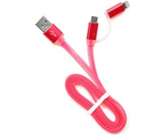 Кабель Cablexpert USB 2.0 AM/microBM 5P - iPhone lightning, 1м, комбо кабель, розовый CC-mAPUSB2pk1m 
