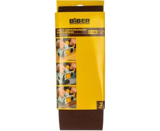Лента бесконечная (3 шт; 75х457 мм; P180) для ленточных шлифовальных машин Biber 70337 тов-157920 