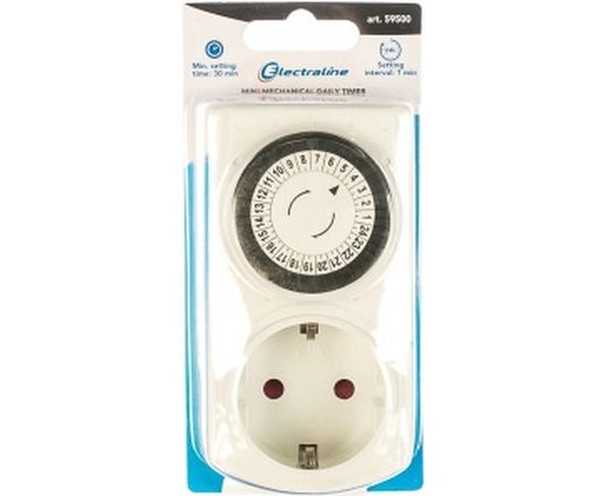 Суточный таймер, шаг 30 минут, 16А Electraline 59500 