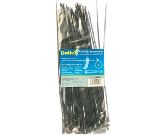 Хомут стяжка DolleX 3х200, нейлоновая, уп. 100 шт. черный SN-320 