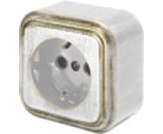 Розетка duwi о/п с з/к 1-местная серия Palazzo Vintage, белое золото патина 26433 0 