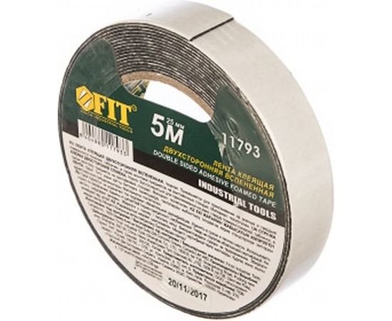 Двухсторонняя монтажная лента FIT IT на вспененной основе 25 мм х 5 м черная 11793 
