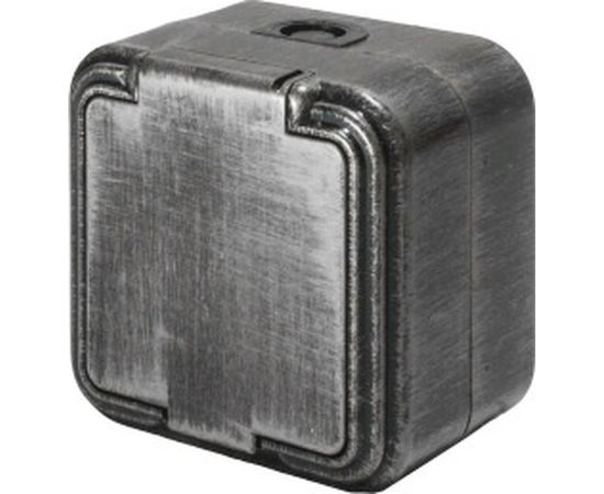 Розетка duwi о/п с з/к 1-местная серия Palazzo с крышкой IP54, серебро патина 26457 6 