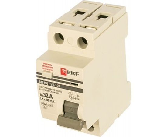 Выключатель дифференциального тока УЗО EKF 2п 32А 30мА АС PROxima elcb-2-32-30-em-pro 1564109 