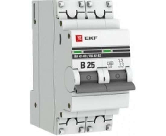 Автоматический выключатель EKF 2P 25А (В) 4,5kA ВА 47-63 PROxima mcb4763-2-25B-pro 