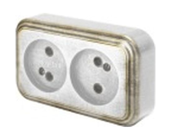 Розетка duwi о/п б/з 2-местная серия Palazzo Vintage, белое золото патина 26436 1 