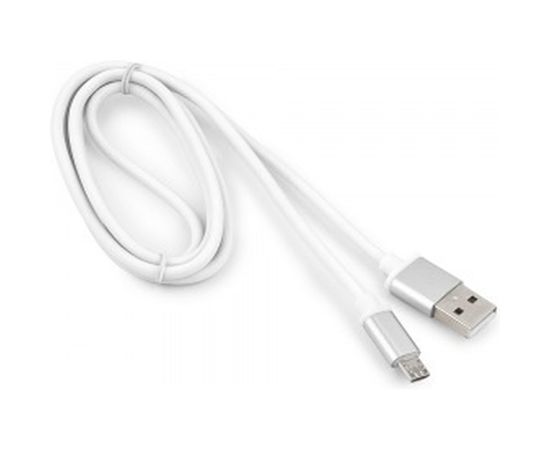 Кабель USB Cablexpert USB 2.0 AM/microB, серия Silver, длина 1м, блистер, белый CC-S-mUSB01W-1M 