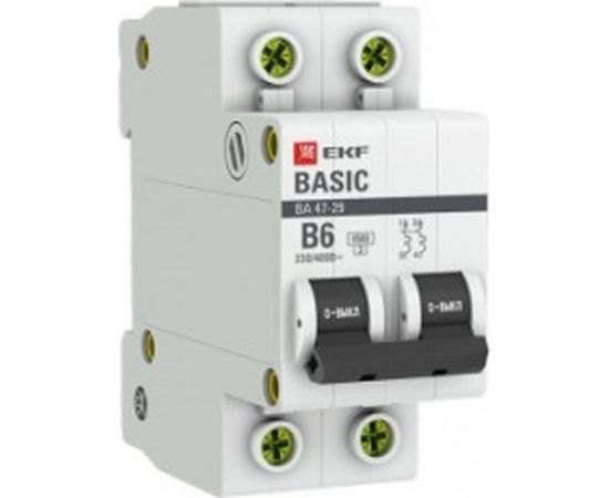 Автоматический выключатель EKF 2P 6А B 4,5кА ВА 47-29 Basic SQmcb4729-2-06-B 