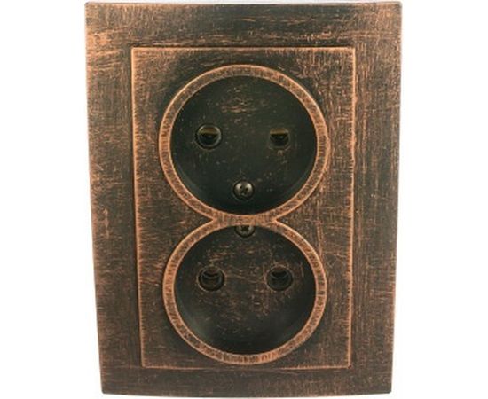 Розетка duwi с/п б/з 2-местная серия Palazzo Vintage, медь патина 26541 2 