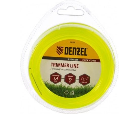 Леска для триммера круг 2,4 мм х 15 м, блистер FLEX CORD DENZEL 96108 