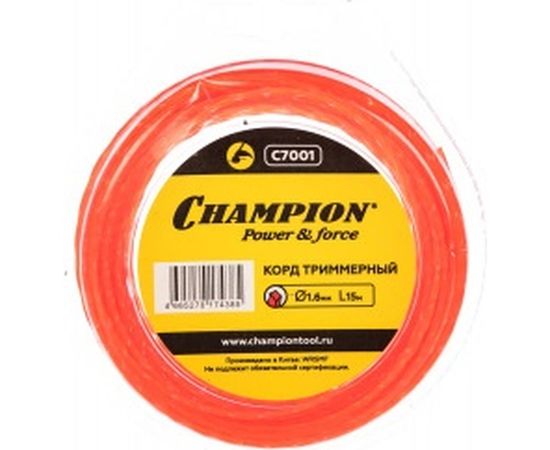Корд триммерный Twisted Square (1.6 мм; 15 м; витой квадрат) CHAMPION C7001 