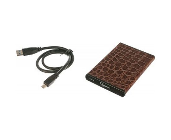 Внешний корпус Gembird 2.5" USB 3.0 SATA металл/кожзам коричневый EE2-U3S-70L-BR 