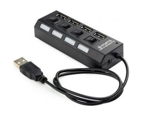 Концентратор Gembird USB 2.0 с подсветкой и выключателем, 4 порта, блистер UHB-U2P4-02 