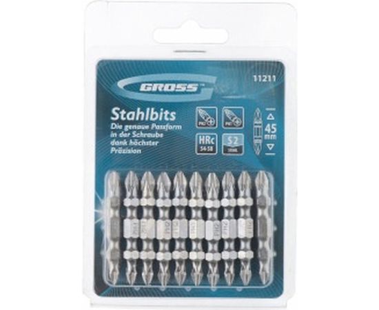 Набор бит двухсторонних (PH2-PH1 х 45 мм) 10 шт. GROSS 11211 